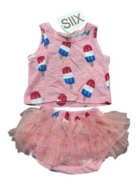 SIIX Girls' Pink Popsicle Tank & Tulle Skirt Matching Set
